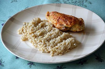 Filets de poulet au piment d’Espelette et son risotto