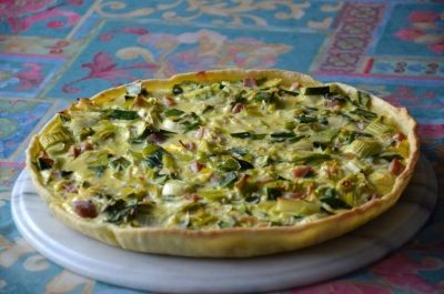 Tarte aux poireaux et lardons